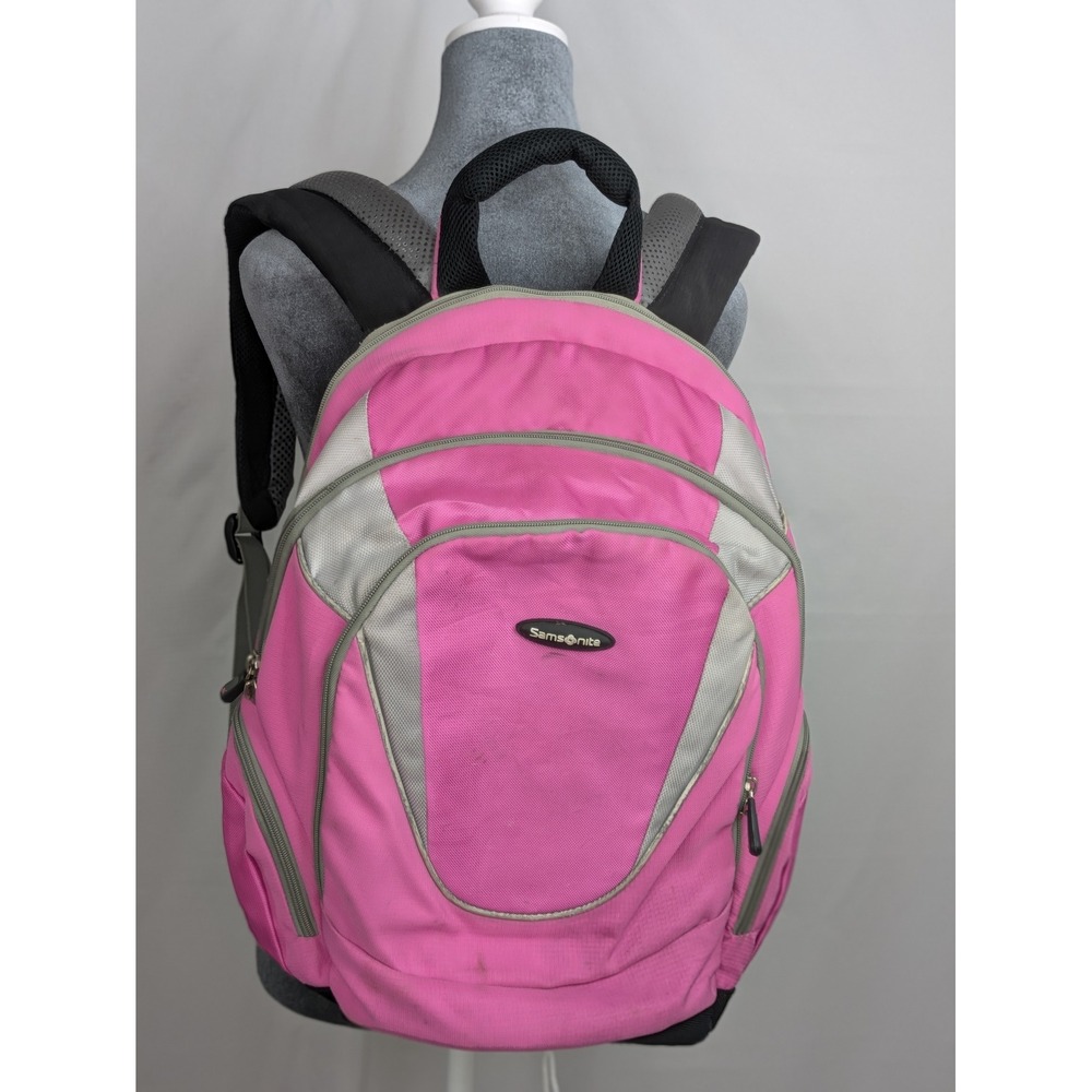 Samsonite Backpack Pink Gray Large School Travel Laptop Organizer 19"